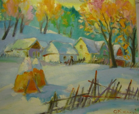 Карпати.Зима.Село Рожанка, п.о., 60x70, 2010р.